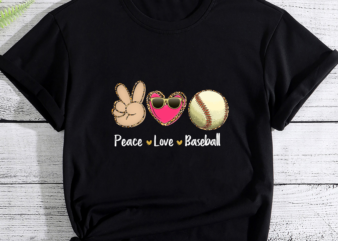 Peace Love Baseball Leopard Print Girls Women Baseball PC t shirt illustration