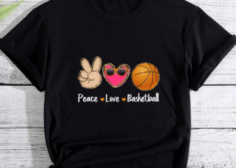 Peace Love Basketball Leopard Print Girls Women Basketball PC t shirt illustration