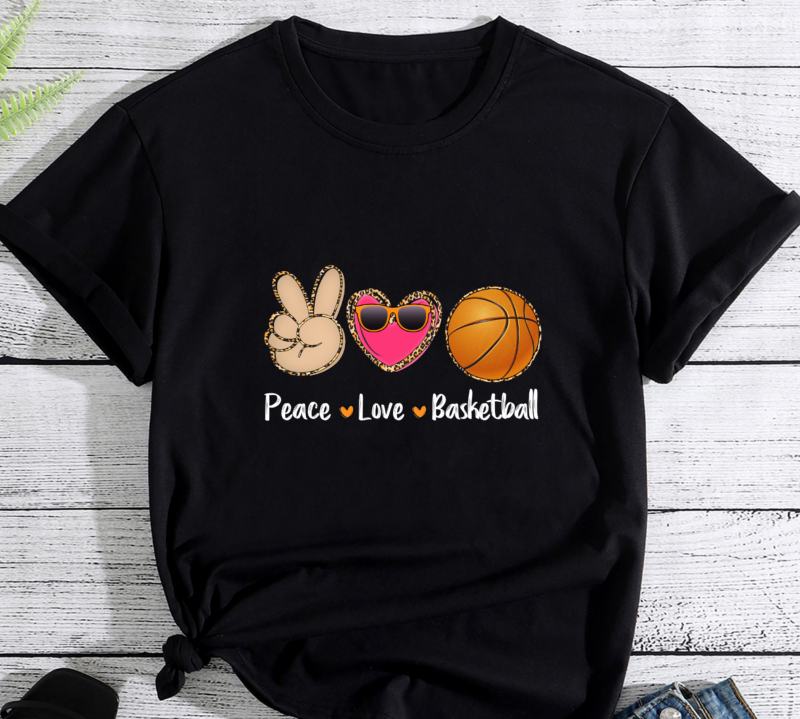 Peace Love Basketball Leopard Print Girls Women Basketball PC