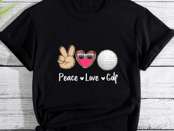 Peace love golf leopard print girls women golf pc t shirt illustration
