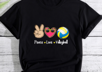 Peace Love Volleyball Leopard Print Girls Women Volleyball PC t shirt illustration
