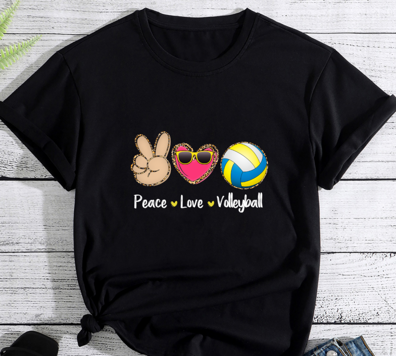 Peace Love Volleyball Leopard Print Girls Women Volleyball PC