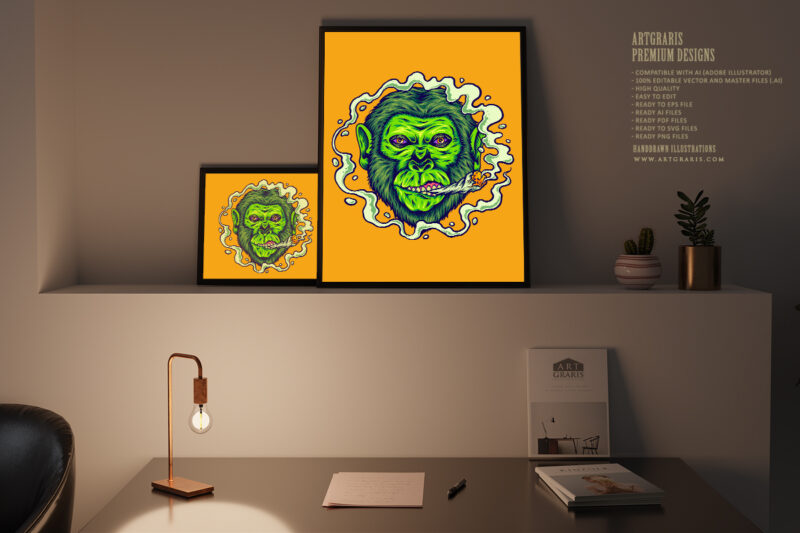 Gorilla king puffs weed joint cannabis strains illustrations