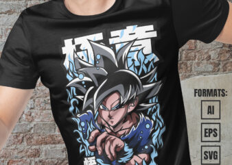 Premium Goku Ultra Instinct Dragon Ball Anime Vector T-shirt Design Template #4