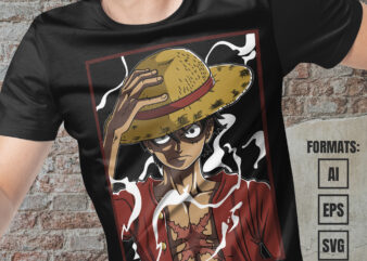 Premium Luffy One Piece Anime Vector T-shirt Design Template #7
