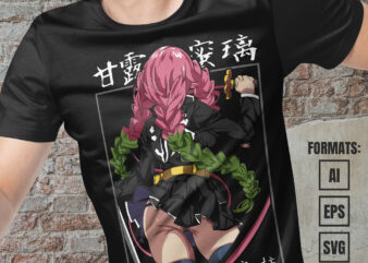 Premium Mitsuri Demon Slayer Anime Vector T-shirt Design Template
