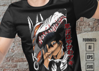 Premium Aki x Kon Chainsaw Man Anime Vector T-shirt Design Template