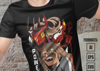 Premium Power Chainsaw Man Anime Vector T-shirt Design Template