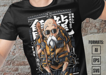 Premium Roshi Dragon Ball Anime Vector T-shirt Design Template