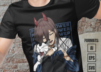 Premium Power Chainsaw Man Anime Vector T-shirt Design Template #2