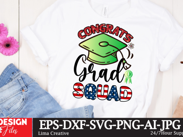 Congrats grad squad sublimation png design,class of 2023 sublimation png design,2023 graduation cap, tassel, certificate bundle, cake topper svg cut file | digital download for cricut, silhouette, glowforge | svg