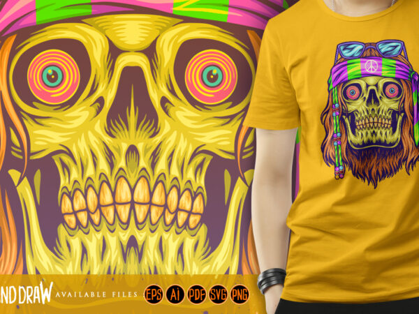 Psychedelic hippie skull bohemian flower power - Buy t-shirt designs