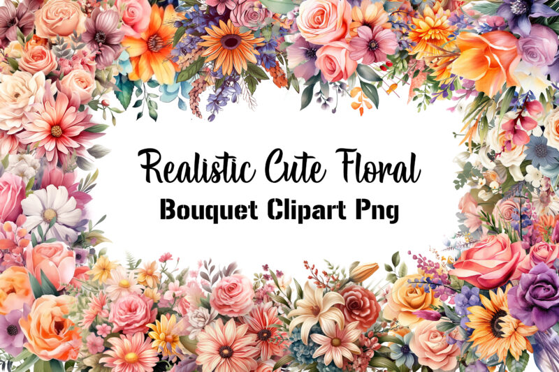 Realistic Cute Floral Bouquet Clipart