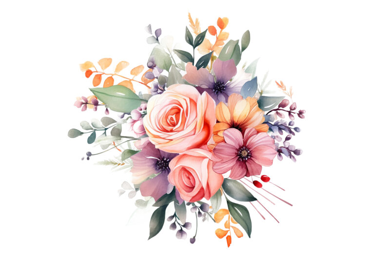 Realistic Cute Floral Bouquet Clipart