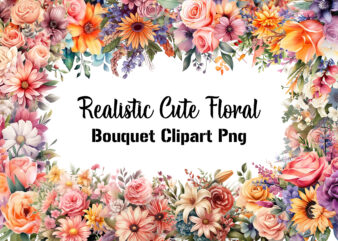 Realistic Cute Floral Bouquet Clipart t shirt design online