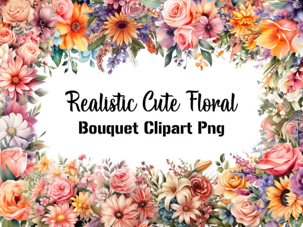 Realistic cute floral bouquet clipart t shirt design online
