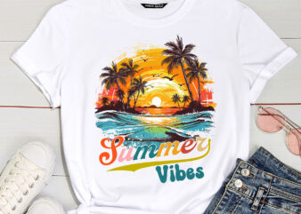 Retro Groovy Summer Vibes For Women Men Kids Summer Vacation PC t shirt design online