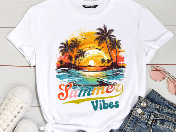 Retro groovy summer vibes for women men kids summer vacation pc t shirt design online