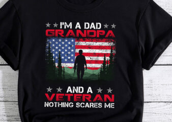 Retro I_m a Dad Grandpa and a Veteran nothing scares me PC t shirt design online