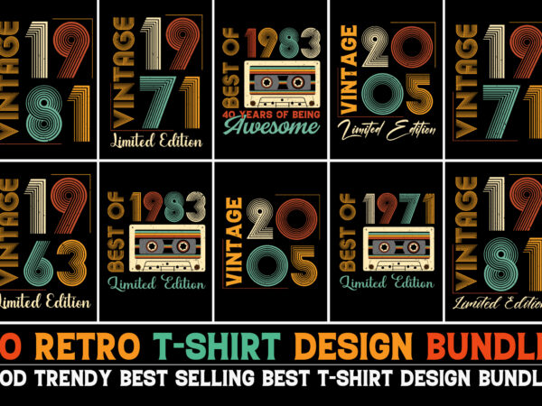 Retro t-shirt design bundle