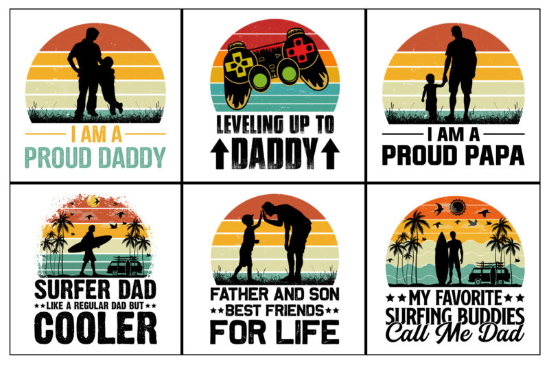 Father’s Day Sunset T-Shirt Design SVG Bundle