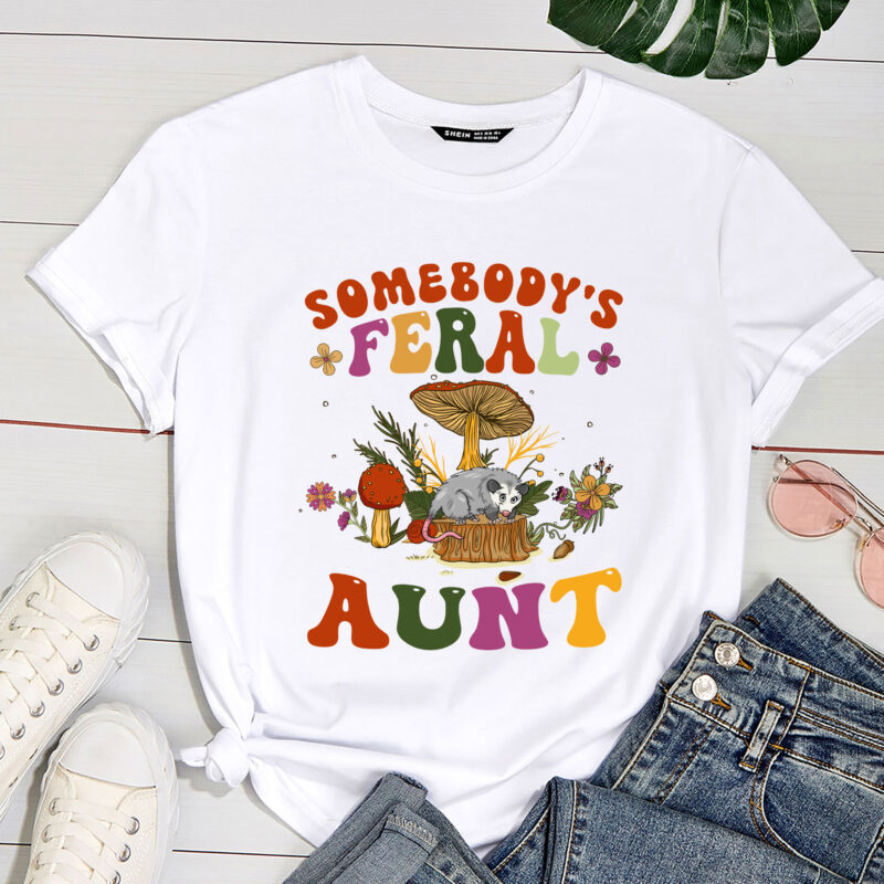 Somebody_s Feral Aunt Opossum Wild Auntie Groovy Mushroom PC