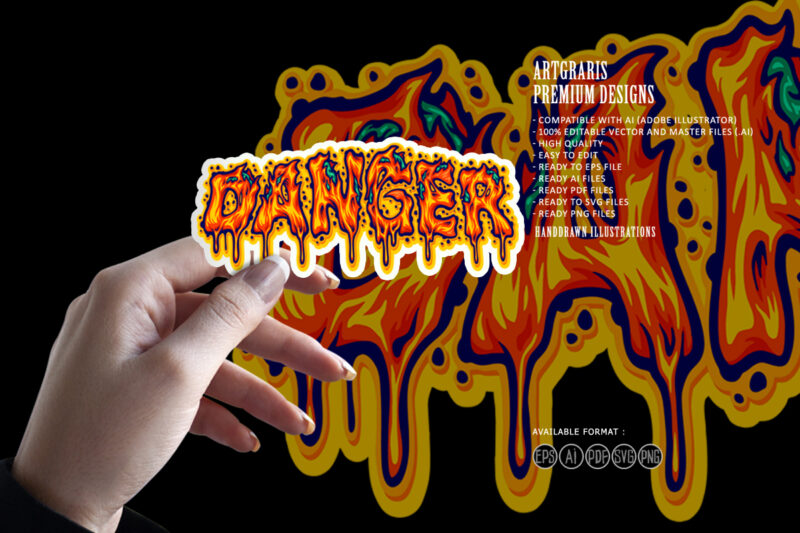 Danger word lettering with evil letters
