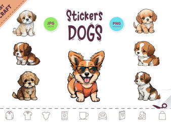 Stickers Cute Dogs. Clipart. t shirt template vector