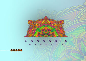 Stunning half mandala with cannabis sativa t shirt template vector