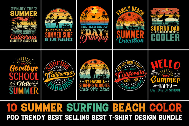 Summer Vintage T-shirt Design Bundle Graphic by Creative shirts