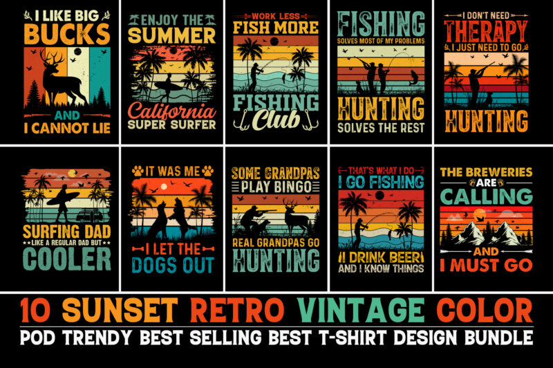 Sunset Sublimation T-Shirt Design Bundle