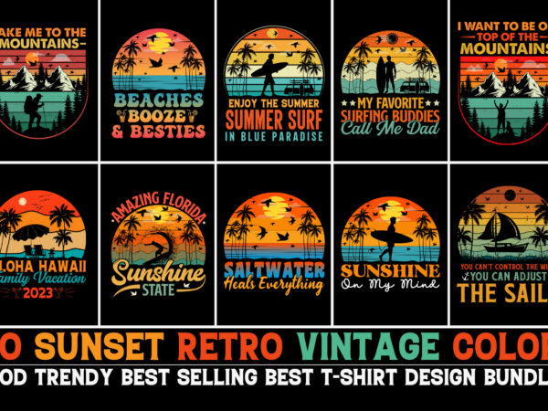 Sunset t-shirt design bundle
