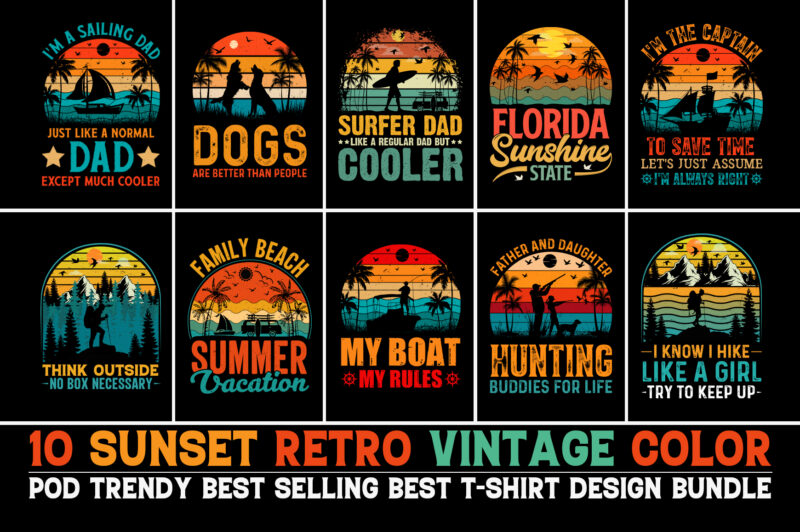 Sunset T-Shirt Design Bundle