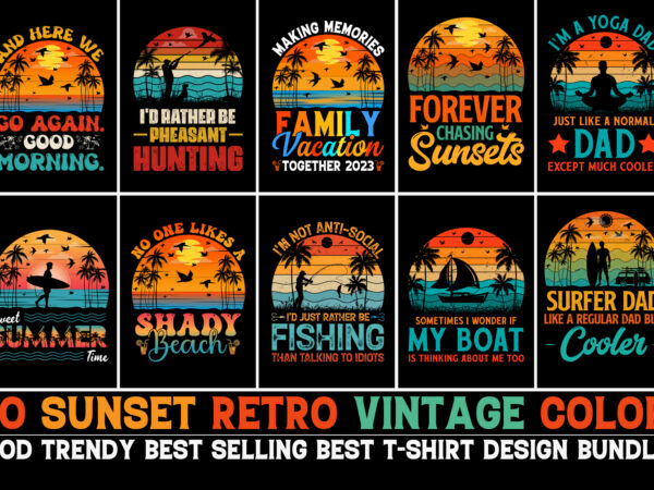 Sunset t-shirt design bundle