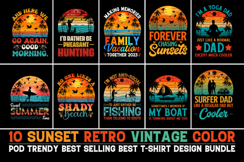 Sunset T-Shirt Design Bundle