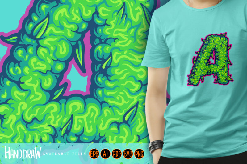 Hemp monogram alphabet A agriculture plant