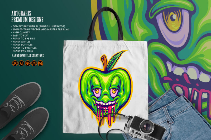 Trippy apple expressions funky fruit art