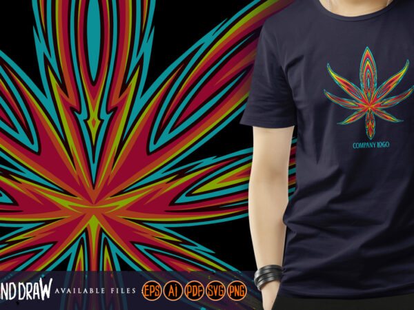 Tribal pinstripe ornament cannabis leaf artistry t shirt designs for sale