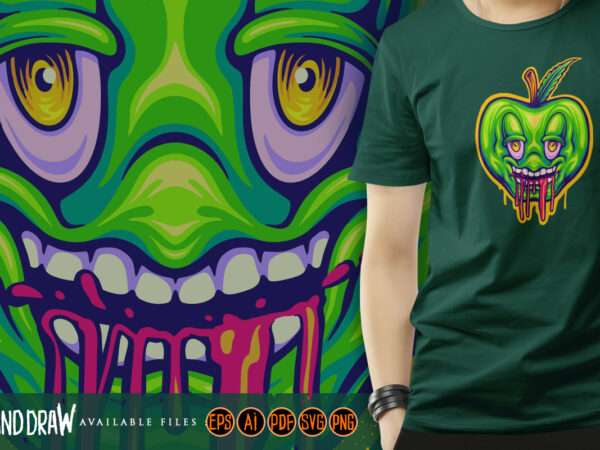 Trippy apple expressions funky fruit art t shirt designs for sale