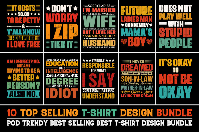 Typography T-Shirt Design Bundle