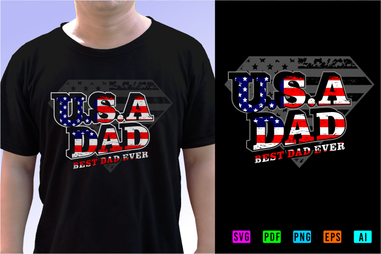 USA Dad Sublimation SVG T shirt Design Graphic Vector, Fathers Day T shirt Designs