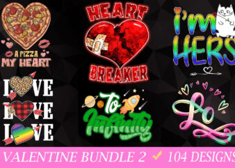 Valentine t-shirt designs bundle - 104 designs