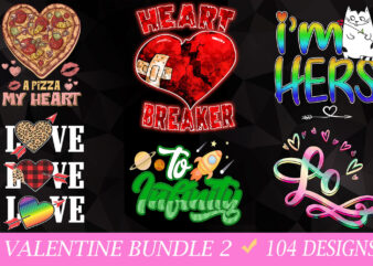 Valentine T-shirt Designs Bundle – 104 Designs