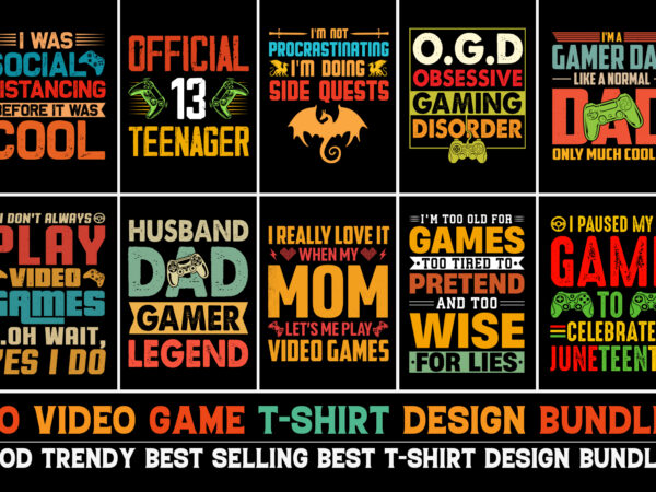 Video game t-shirt design bundle
