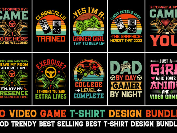 Video game t-shirt design bundle