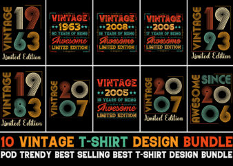 Vintage Birthday T-Shirt Design Bundle