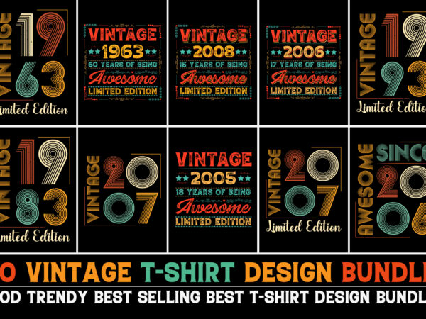 Vintage birthday t-shirt design bundle