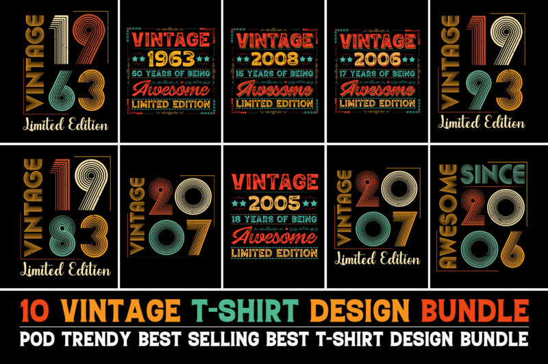 Vintage Birthday T-Shirt Design Bundle