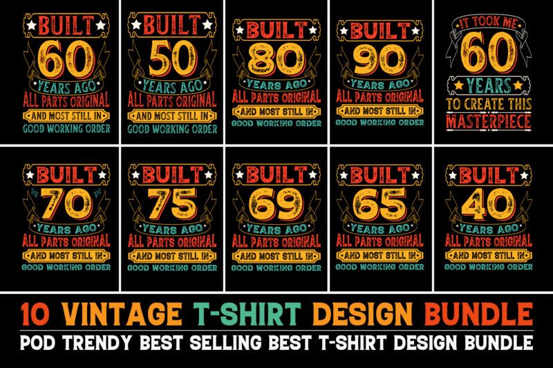 Vintage Birthday T-Shirt Design Bundle