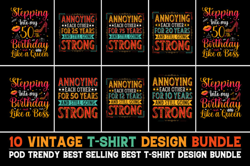Vintage Birthday T-Shirt Design Bundle